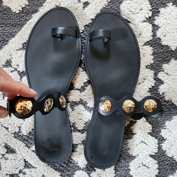 Banana Republic Black Sandals with Gold Embellishments - Picture 2 of 5